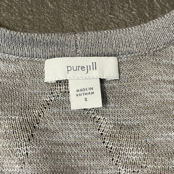J. Jill purejill Open Front Cardigan Sweater Artisanal Design Women's S Gray Tan - Picture 8 of 11